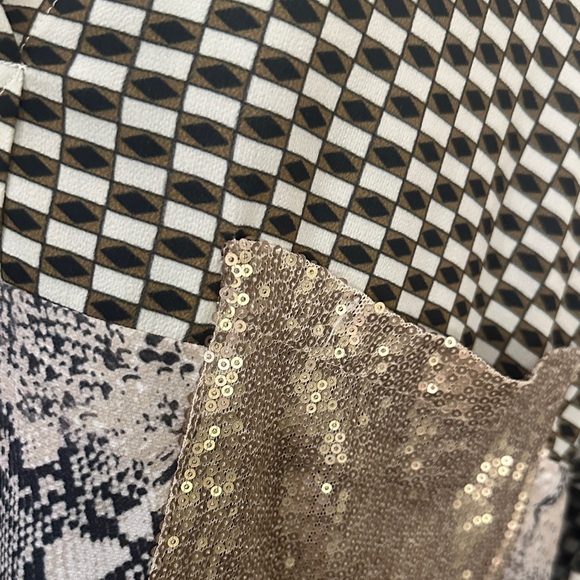 Zara Black and Gold Checkered Blouse - Picture 2 of 5